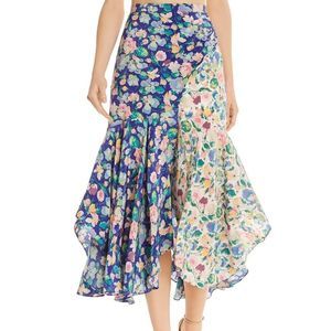 AMUR Asymmetrical Floral Skirt - Multicolor